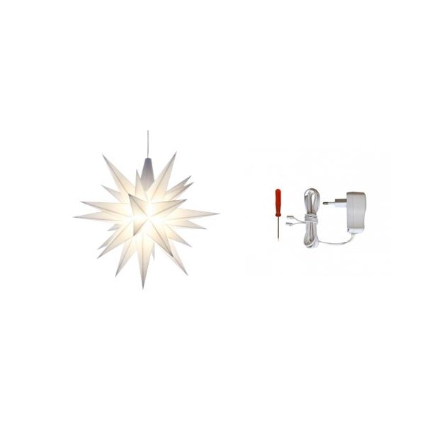 Herrnhuter Stjerne 13cm - Hvid - 1 pak - AC-Adapter