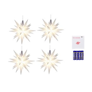 Herrnhuter Stjerne 13cm - Hvid - 4 pak - Batteri-Adapter