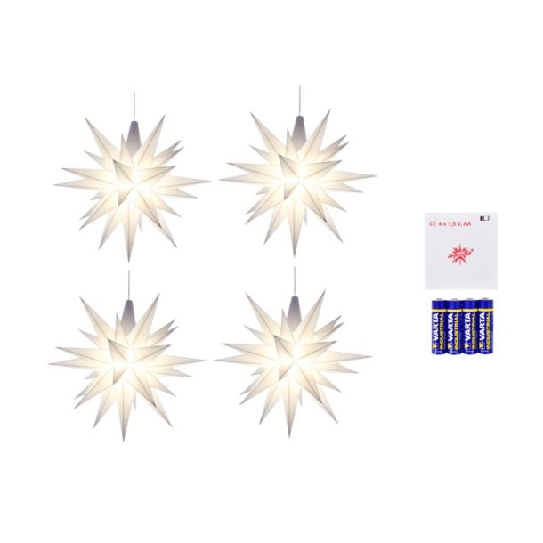Herrnhuter Stjerne 13cm - Hvid - 4 pak - Batteri-Adapter
