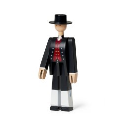Norsk Bunad - Tr�figur 20,5cm - Mand - Sort/R�d - Kay Bojesen