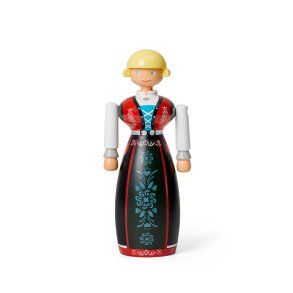 Norsk Bunad - Tr�figur 20,5cm - Kvinde - Sort/R�d - Kay Bojesen