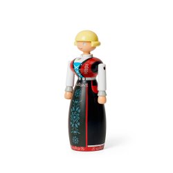 Norsk Bunad - Tr�figur 20,5cm - Kvinde - Sort/R�d - Kay Bojesen