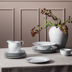Tallerken Rhombe - 23cm - Hvid - Lyngby