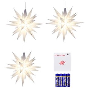 Herrnhuter Stjerne 13cm - Hvid - 3 pak - Batteri-Adapter