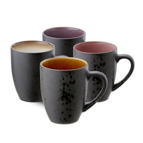 Bitz, Krus sort 4 stk, 30cl, fire forskellige farver 