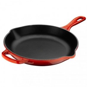 Le Creuset stegepande 26 cm rd i stbejern med stbejernshndtag