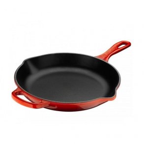 Le Creuset stegepande 20 cm rd i stbejern med stbejernshndtag